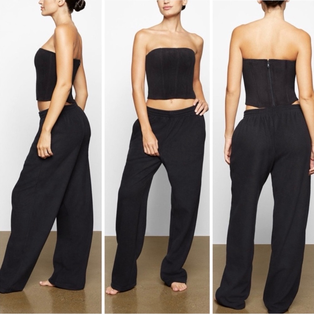 Swims Black Wide-Leg Pants with Strapless Crop Top